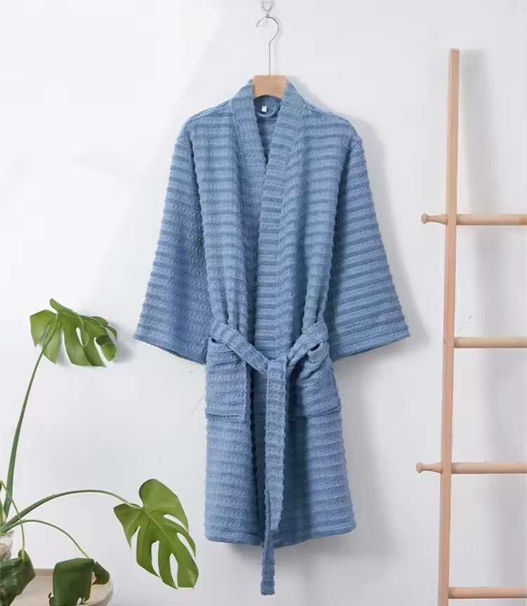 JACQUARD TERRY STRIPE BATHROBE