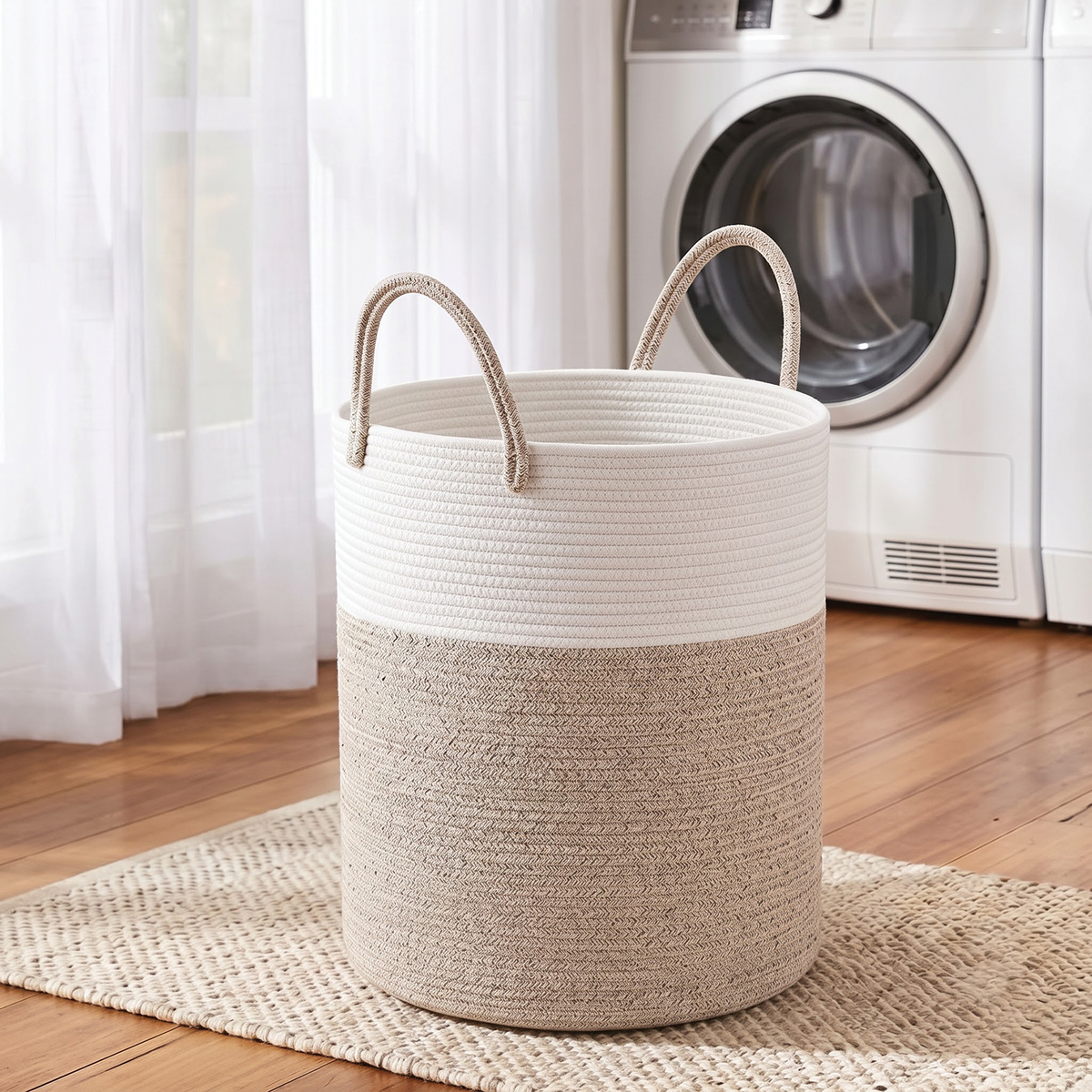 Laundry Basket - White Brown - Royalratri