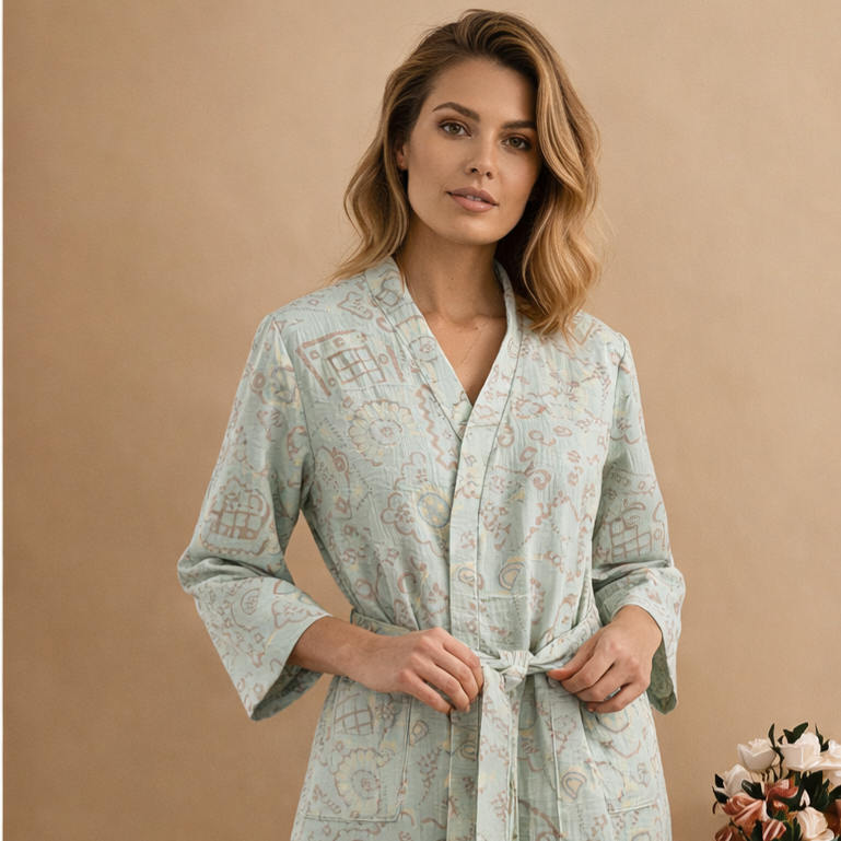 JACQUARD GAUZE BATHROBE