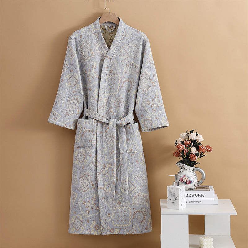 JACQUARD GAUZE BATHROBE