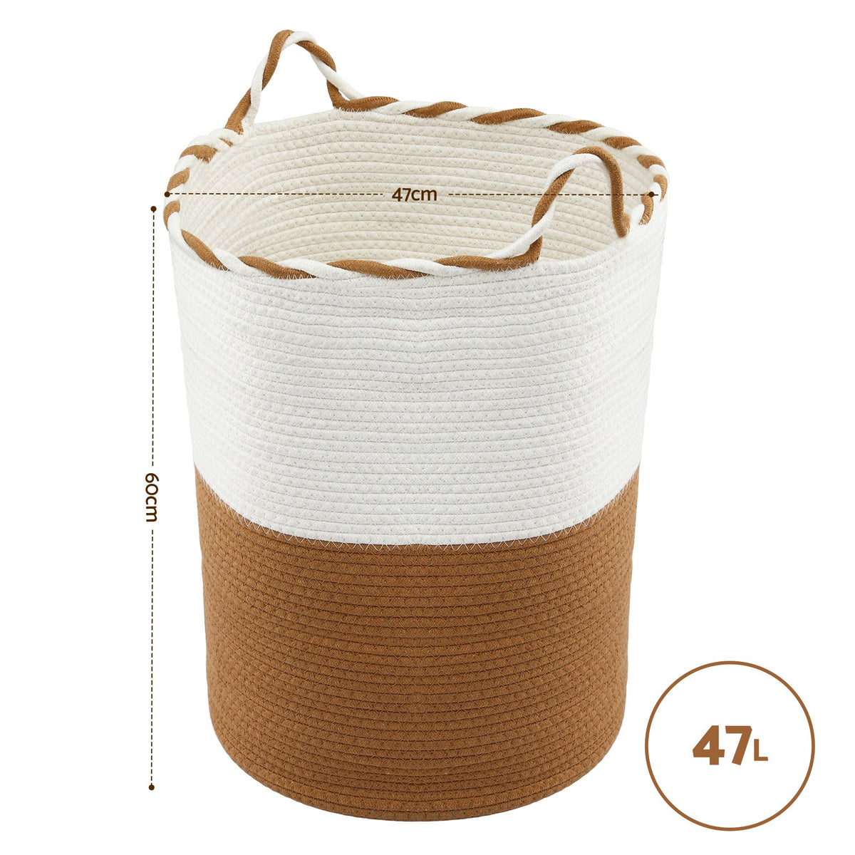 Laundry Basket - White Brown - Royalratri
