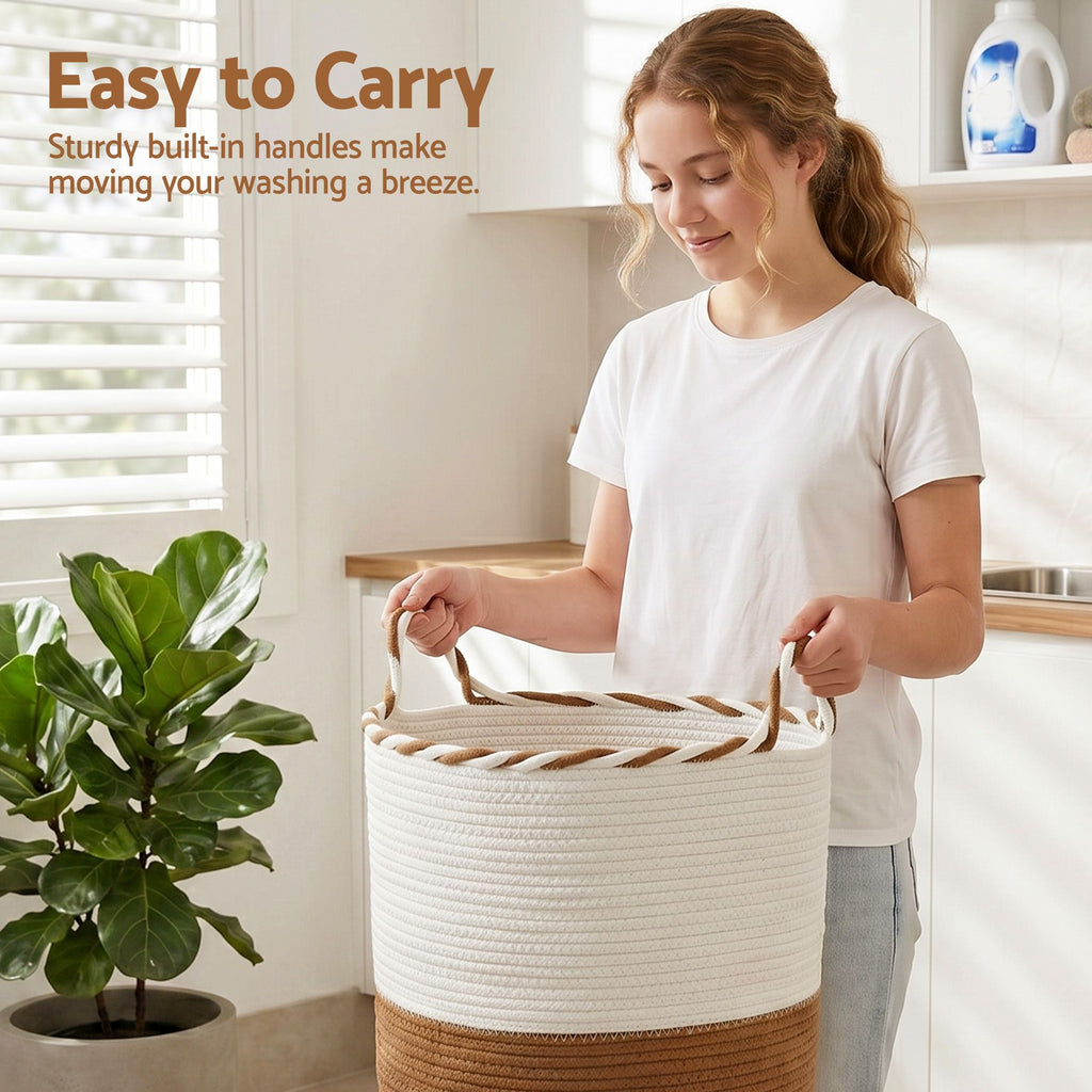 Laundry Basket - White Brown - Royalratri