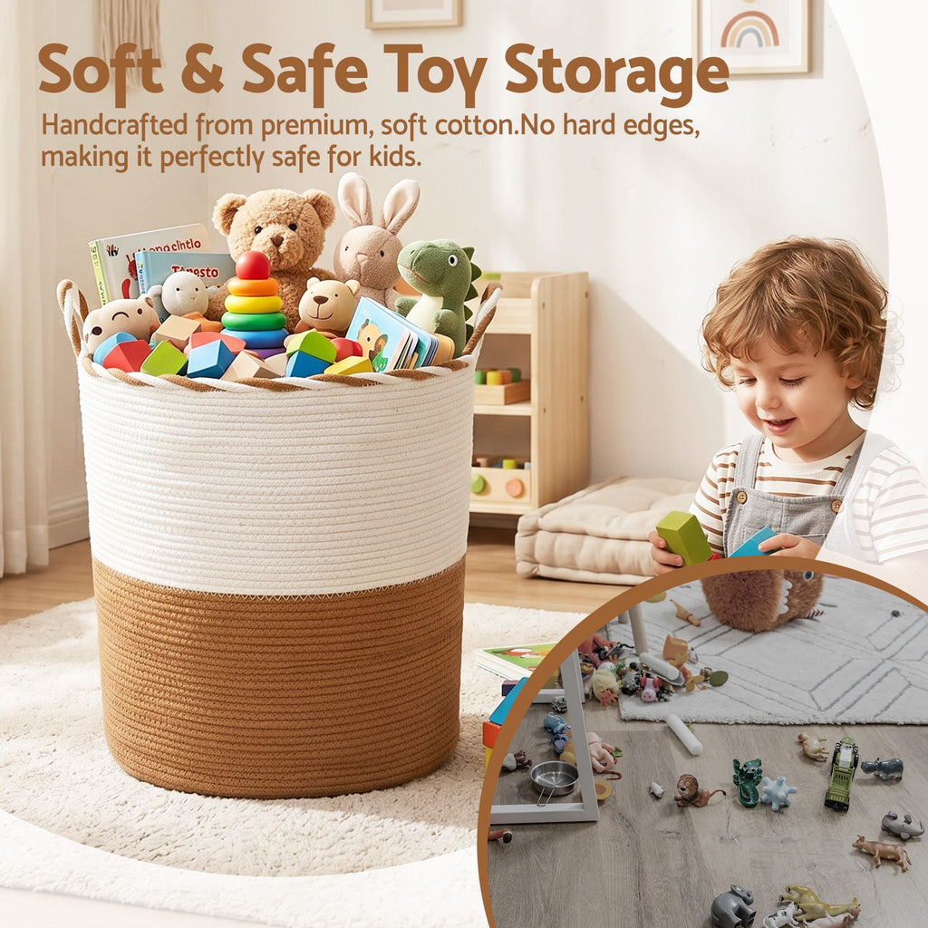 Laundry Basket - White Brown - Royalratri