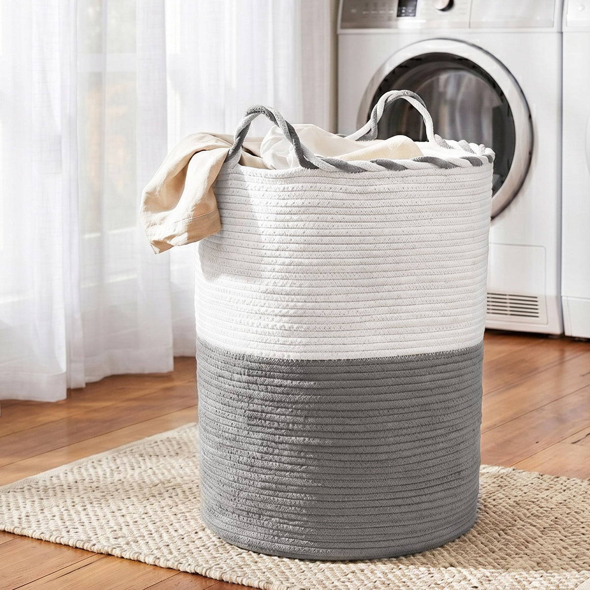 Laundry Basket - White Grey - Royalratri