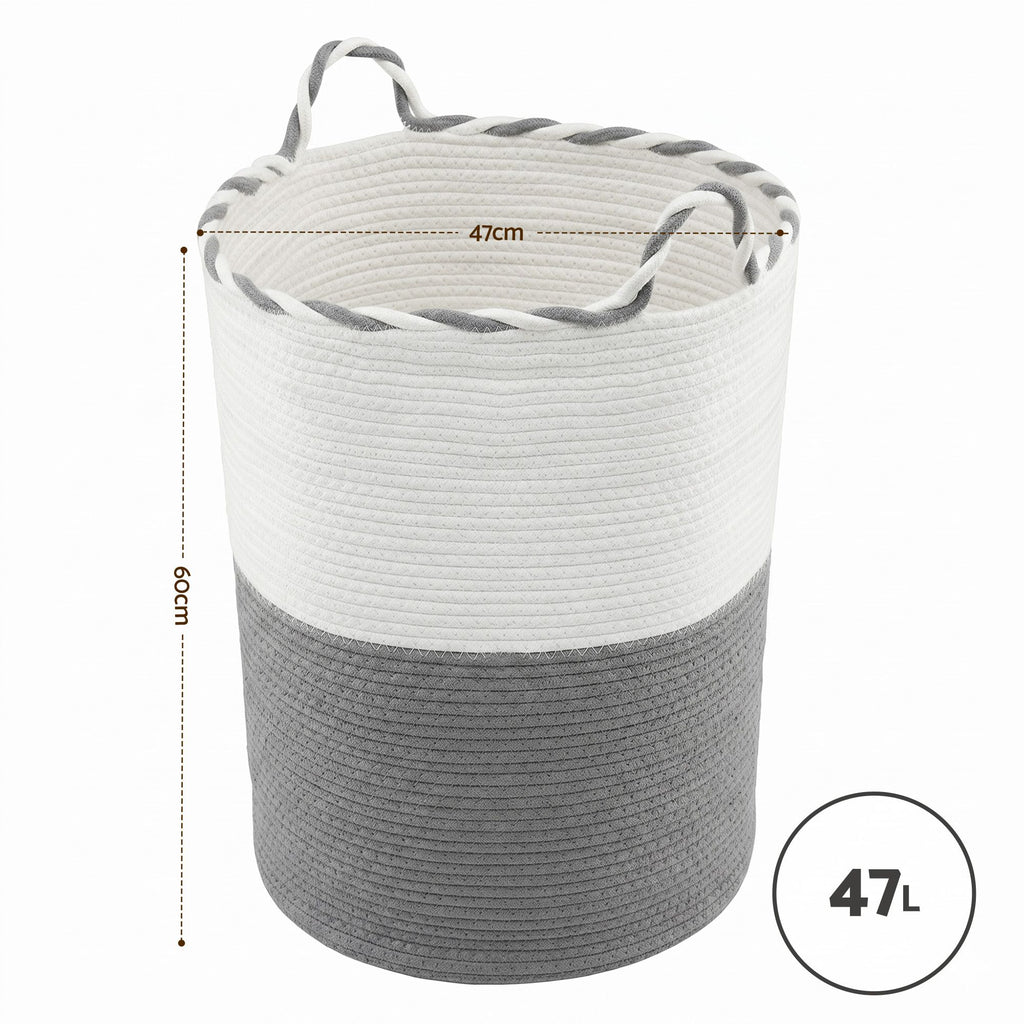 Laundry Basket - White Grey - Royalratri