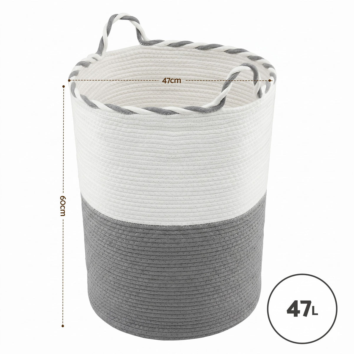 Laundry Basket - White Grey - Royalratri