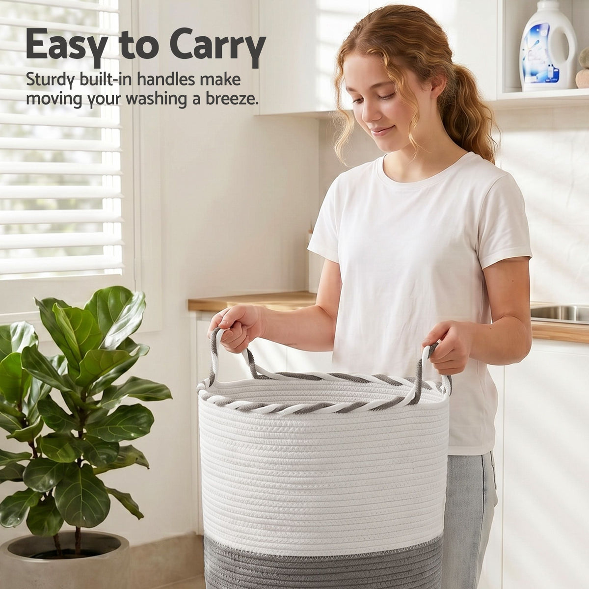 Laundry Basket - White Grey - Royalratri
