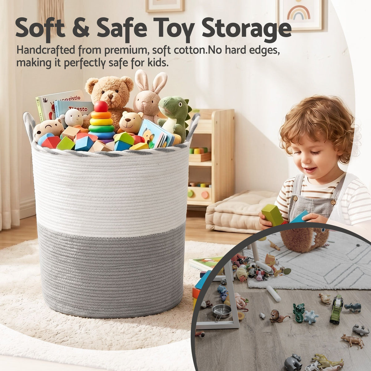 Laundry Basket - White Grey - Royalratri