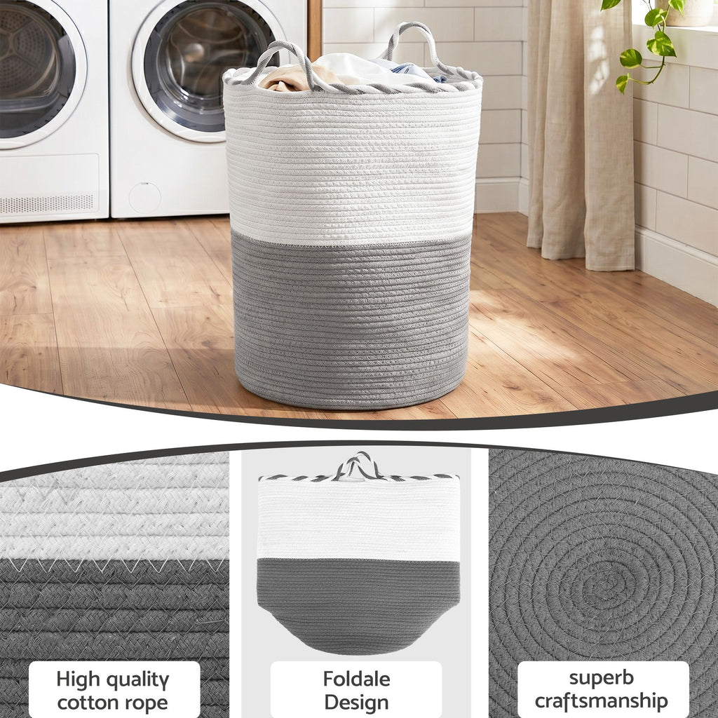 Laundry Basket - White Grey - Royalratri