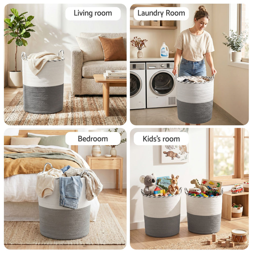 Laundry Basket - White Grey - Royalratri