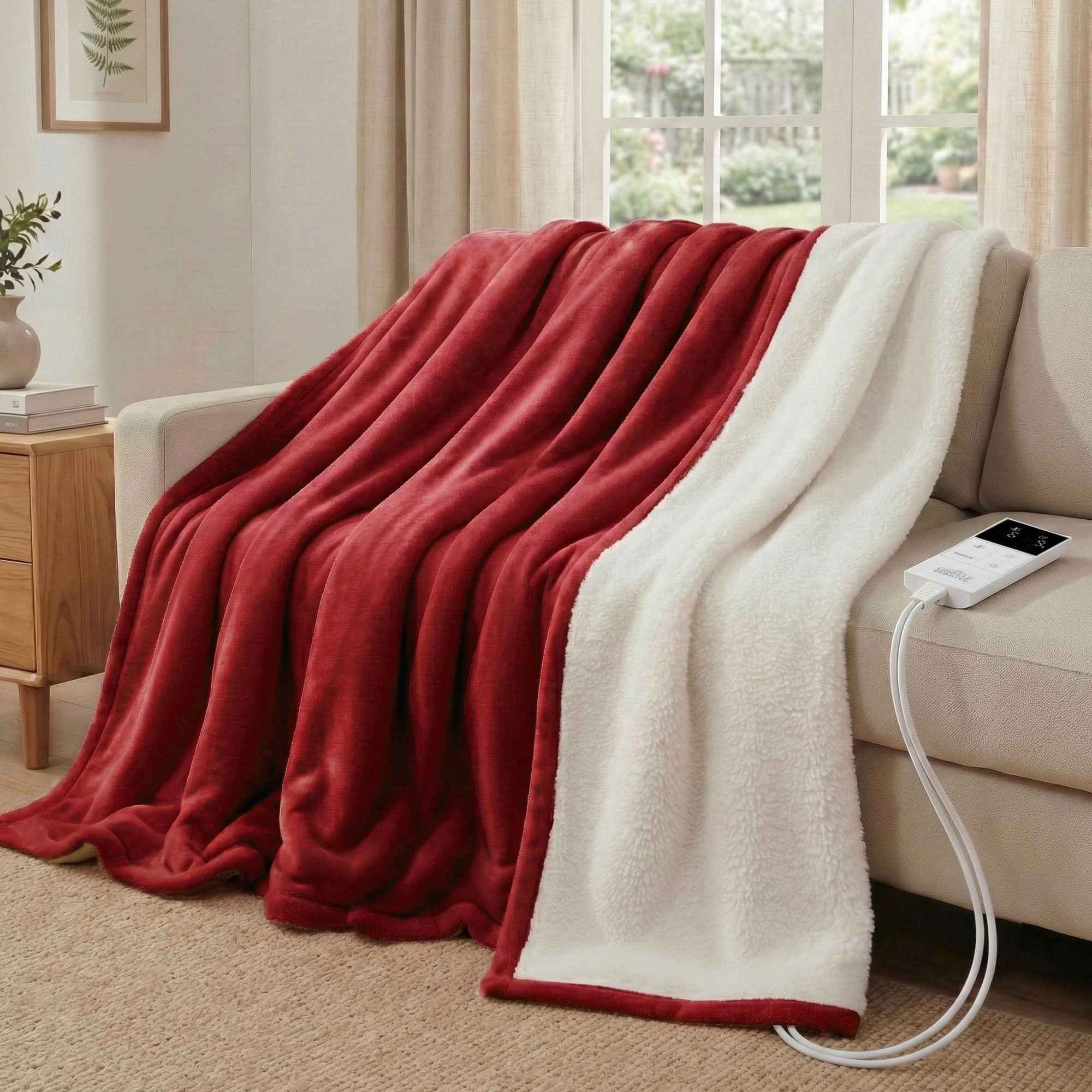 Electric Throw Blanket Burgundy