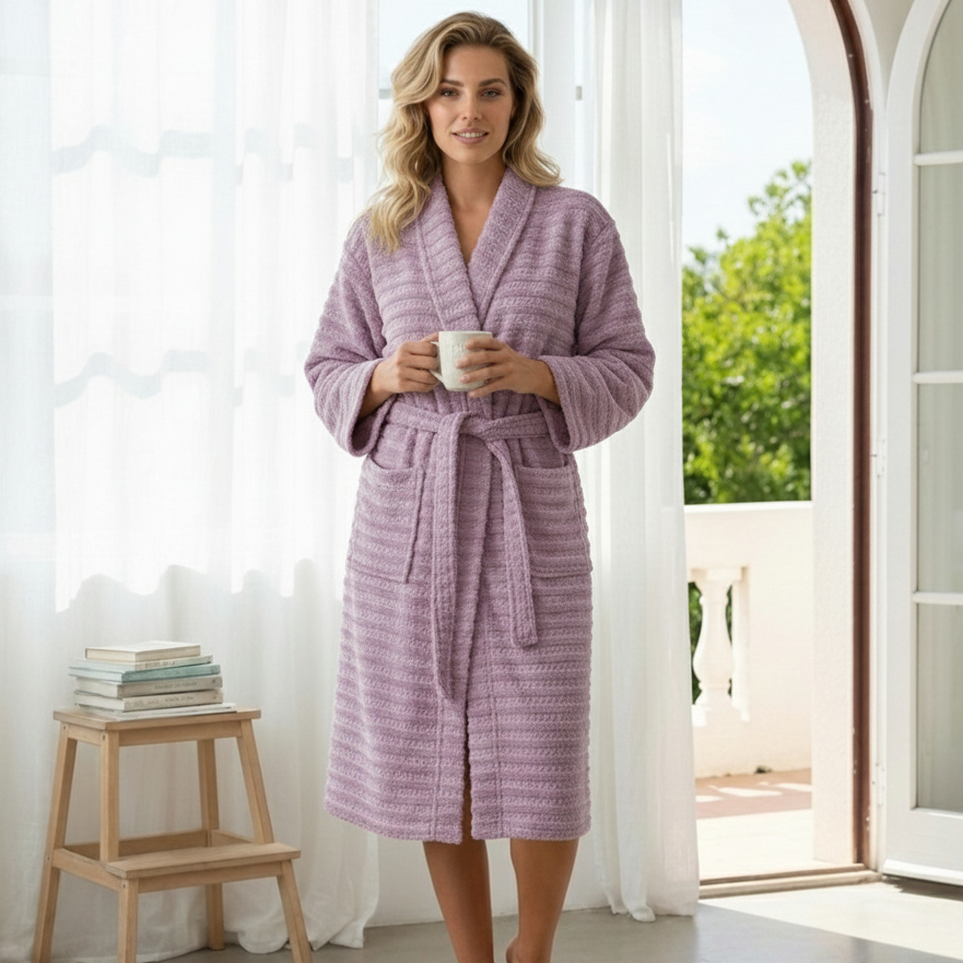 JACQUARD TERRY STRIPE BATHROBE