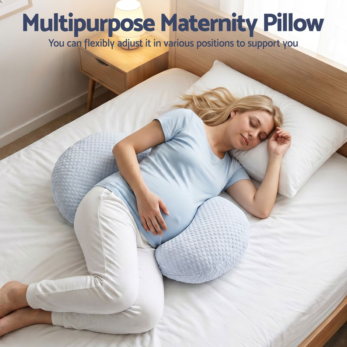 Pregnancy Pillow Adjustable Maternity Pillow for Sleeping, Body Pillows for Adults Support Back, Belly, and Hips, Blue