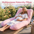 Pregnancy Pillow U Shaped Full Body Pillow with 100% Cotton Jersey Cover Maternity Pillow for Sleeping Reading, Pink