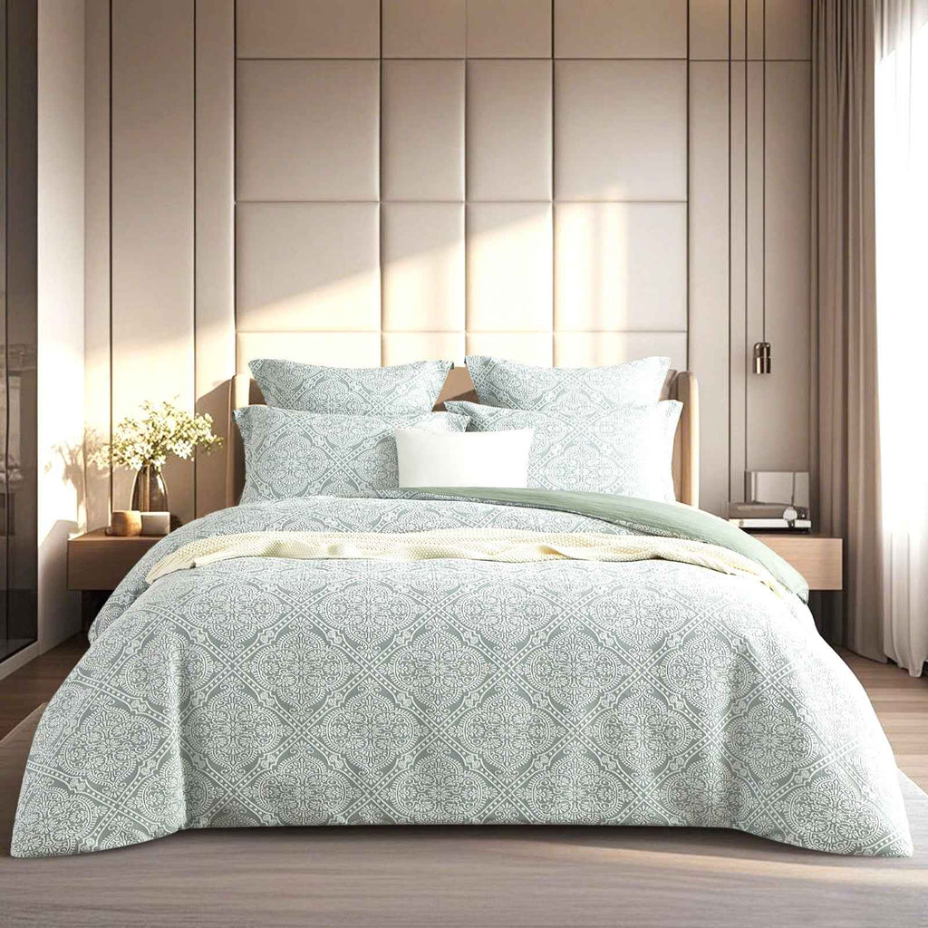 Sage Jacquard Quilt Cover Set Double