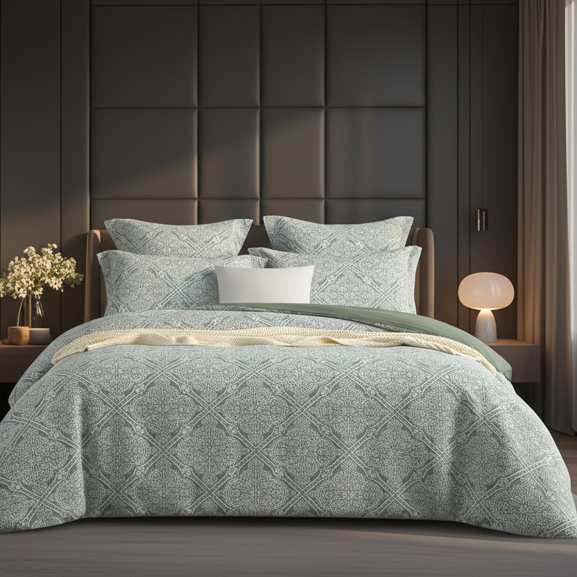 Sage Jacquard Quilt Cover Set Double