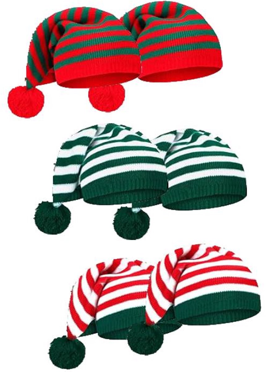 Hats - 6 pieces - Santa hats - Three styles of Santa hats - One size - Unisex - Christmas accessories/decorations