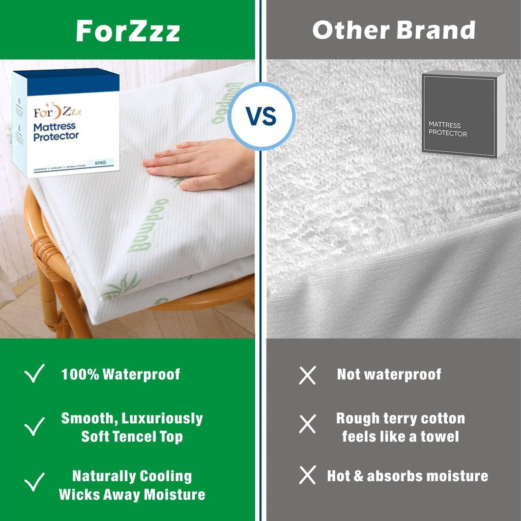 Bamboo Mattress Protector,Breathable Waterproof Mattress Cover,3D Air Fabric Cooling Bed Pad Cover, Deep Pocket 40cm(Double,Green)