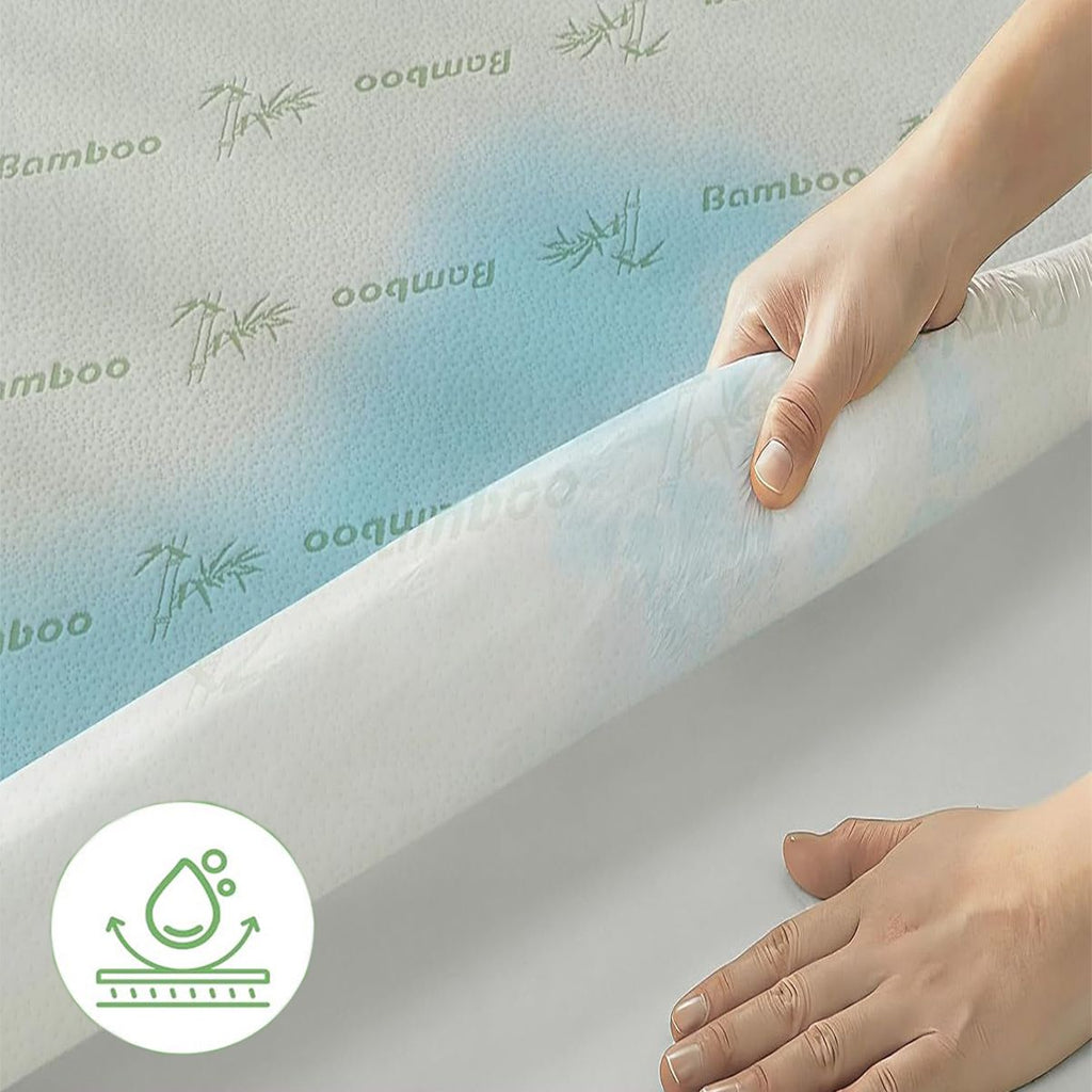 Bamboo Mattress Protector,Breathable Waterproof Mattress Cover,3D Air Fabric Cooling Bed Pad Cover, Deep Pocket 40cm(King Single,Green)
