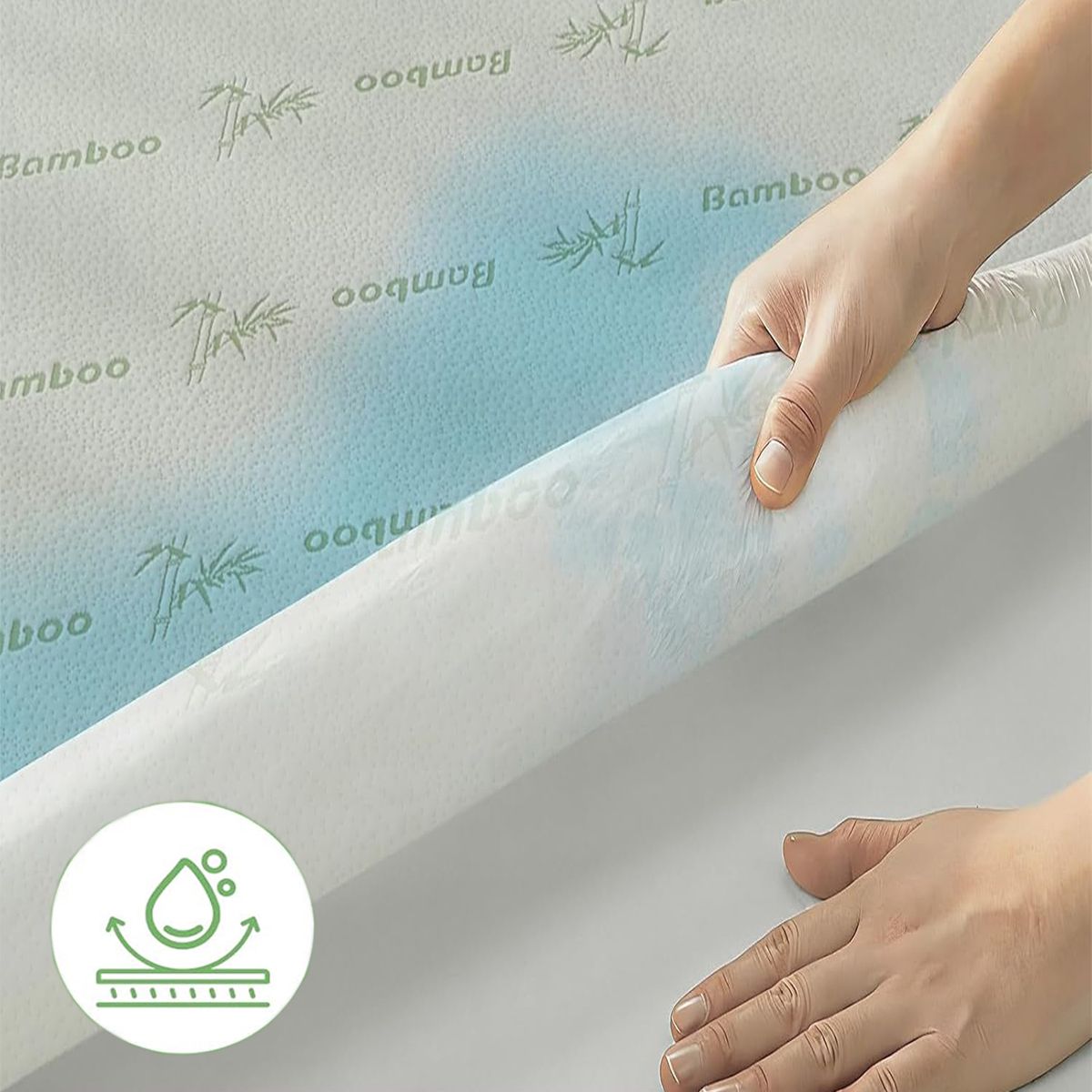 Bamboo Mattress Protector,Breathable Waterproof Mattress Cover,3D Air Fabric Cooling Bed Pad Cover, Deep Pocket 40cm(Single,Green)