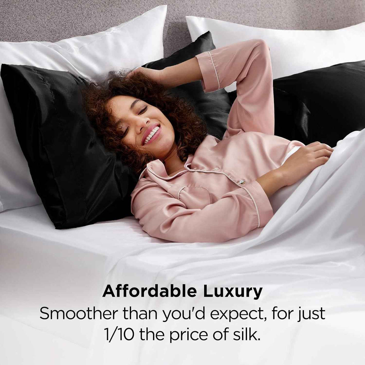 Silk Pillowcase for Hair and Skin Mulberry Silk Pillowcase Black 2 Pack - Royalratri