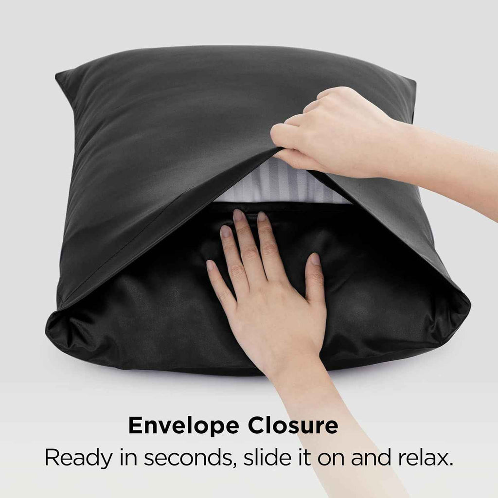 Silk Pillowcase for Hair and Skin Mulberry Silk Pillowcase Black 2 Pack - Royalratri