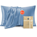 Silk Pillowcase for Hair and Skin Mulberry Silk Pillowcase Sea Blue 2 Pack - Royalratri