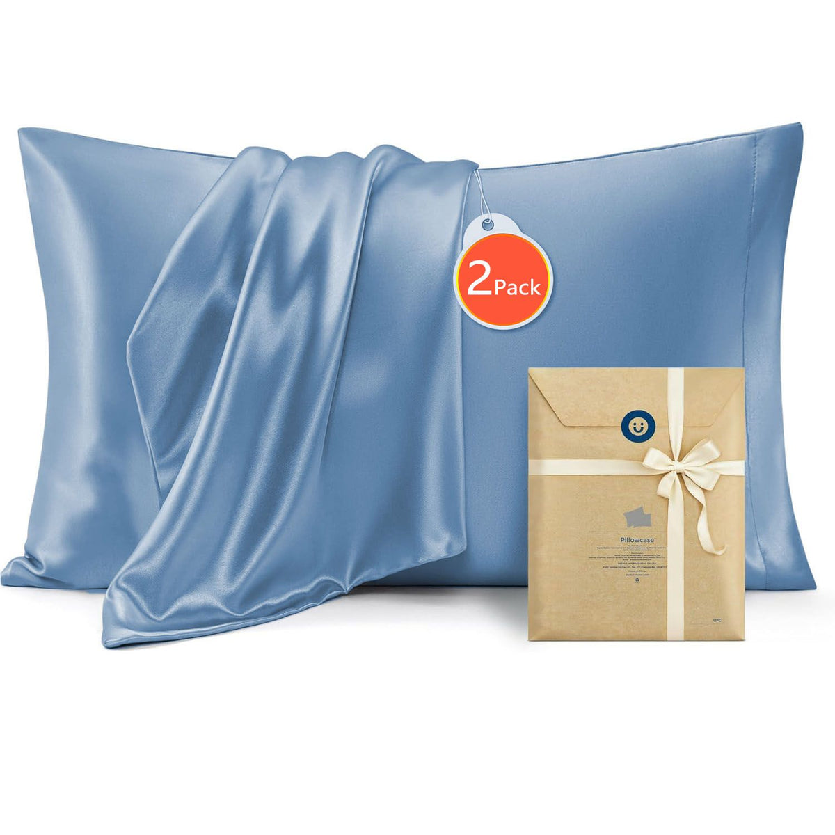 Silk Pillowcase for Hair and Skin Mulberry Silk Pillowcase Sea Blue 2 Pack - Royalratri