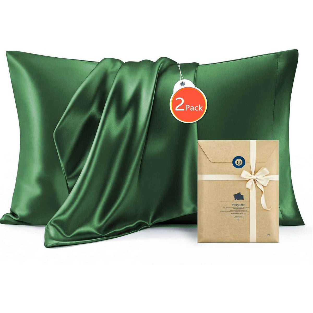 Silk Pillowcase for Hair and Skin Mulberry Silk Pillowcase Green 2 Pack - Royalratri