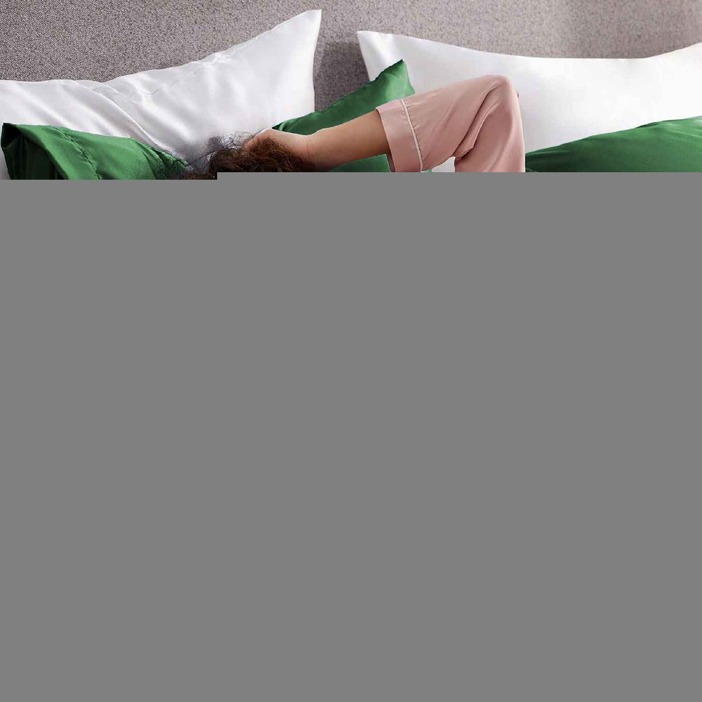 Silk Pillowcase for Hair and Skin Mulberry Silk Pillowcase Green 2 Pack - Royalratri
