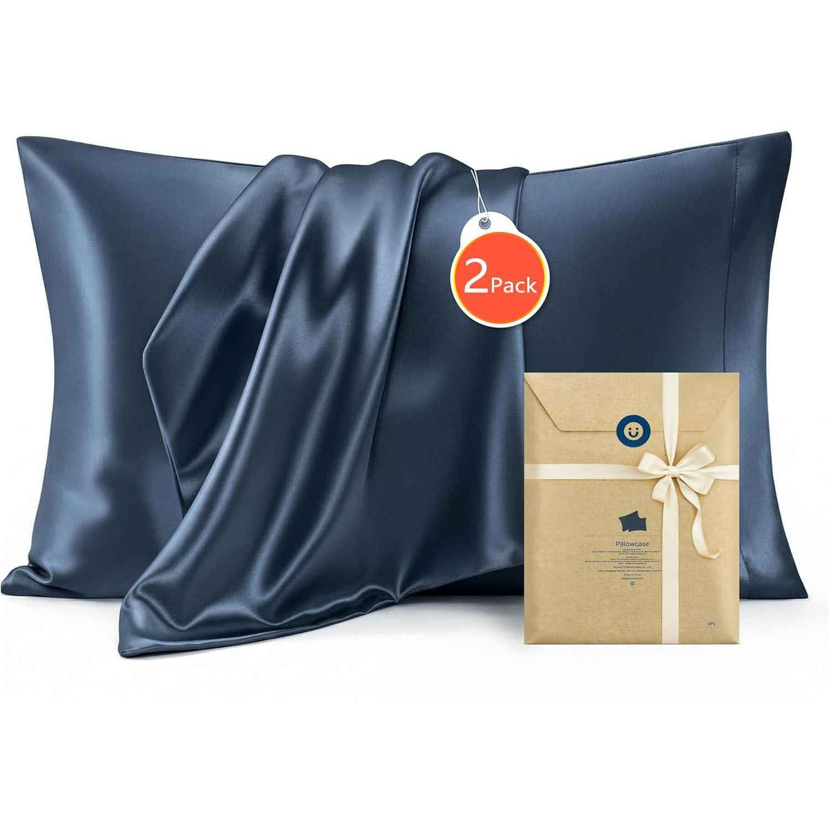 Silk Pillowcase for Hair and Skin Mulberry Silk Pillowcase Navy 2 Pack - Royalratri