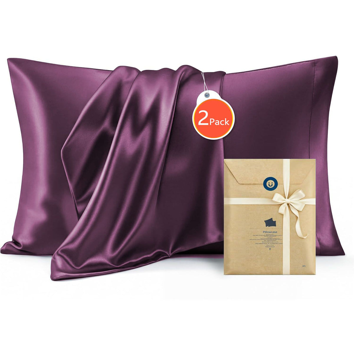 Silk Pillowcase for Hair and Skin Mulberry Silk Pillowcase Purple 2 Pack - Royalratri