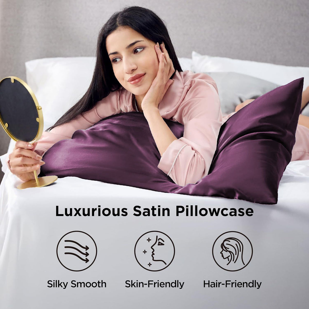 Silk Pillowcase for Hair and Skin Mulberry Silk Pillowcase Purple 2 Pack - Royalratri