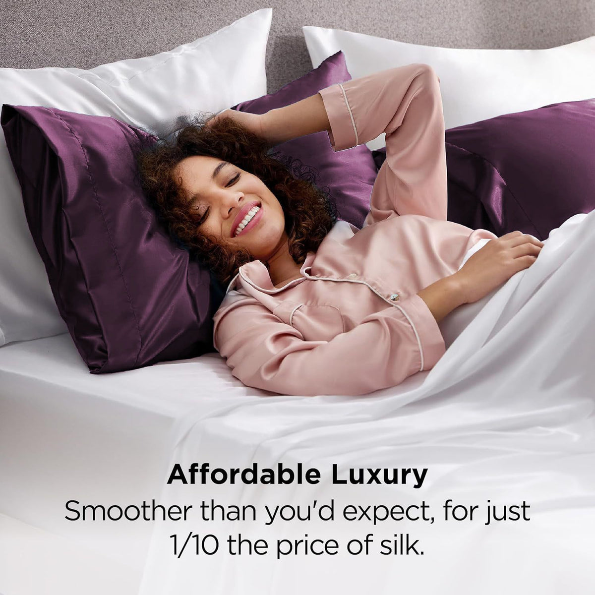 Silk Pillowcase for Hair and Skin Mulberry Silk Pillowcase Purple 2 Pack - Royalratri