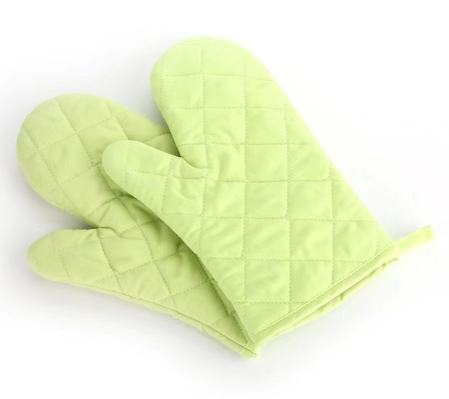Oven Mitts, Premium Heat Resistant Kitchen Gloves Cotton & Polyester Quilted Oversized Mittens, 1 Pair Green