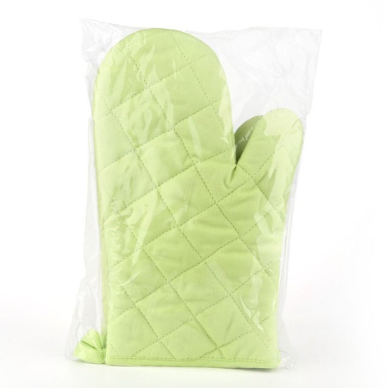 Oven Mitts, Premium Heat Resistant Kitchen Gloves Cotton & Polyester Quilted Oversized Mittens, 1 Pair Green