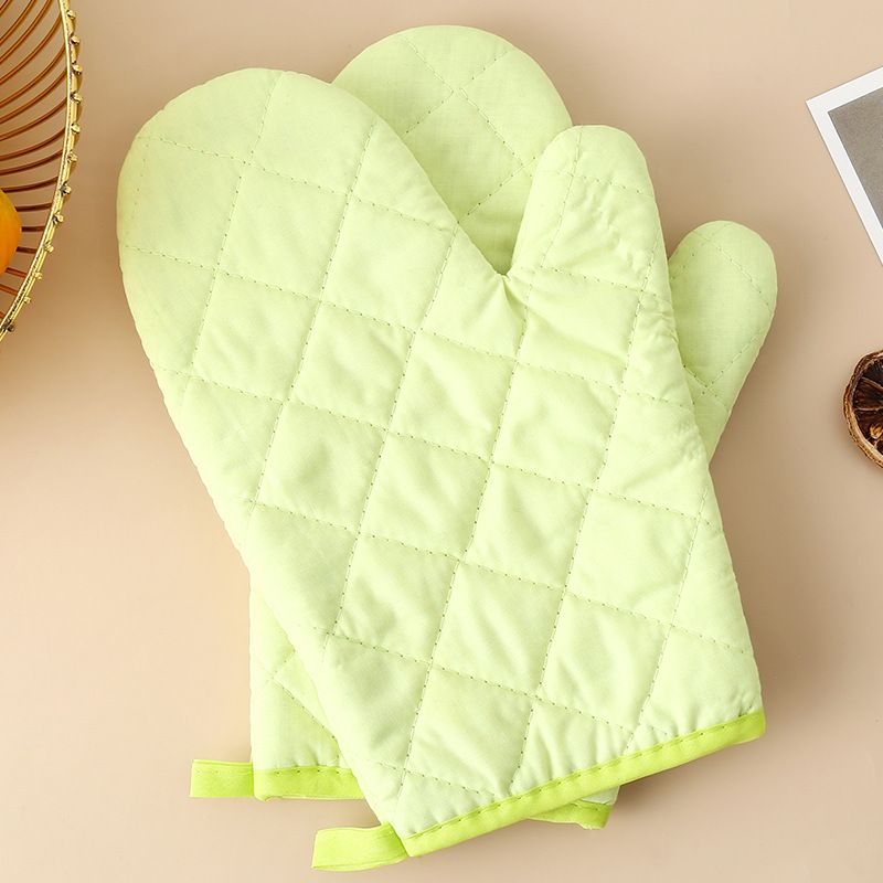 Oven Mitts, Premium Heat Resistant Kitchen Gloves Cotton & Polyester Quilted Oversized Mittens, 1 Pair Green