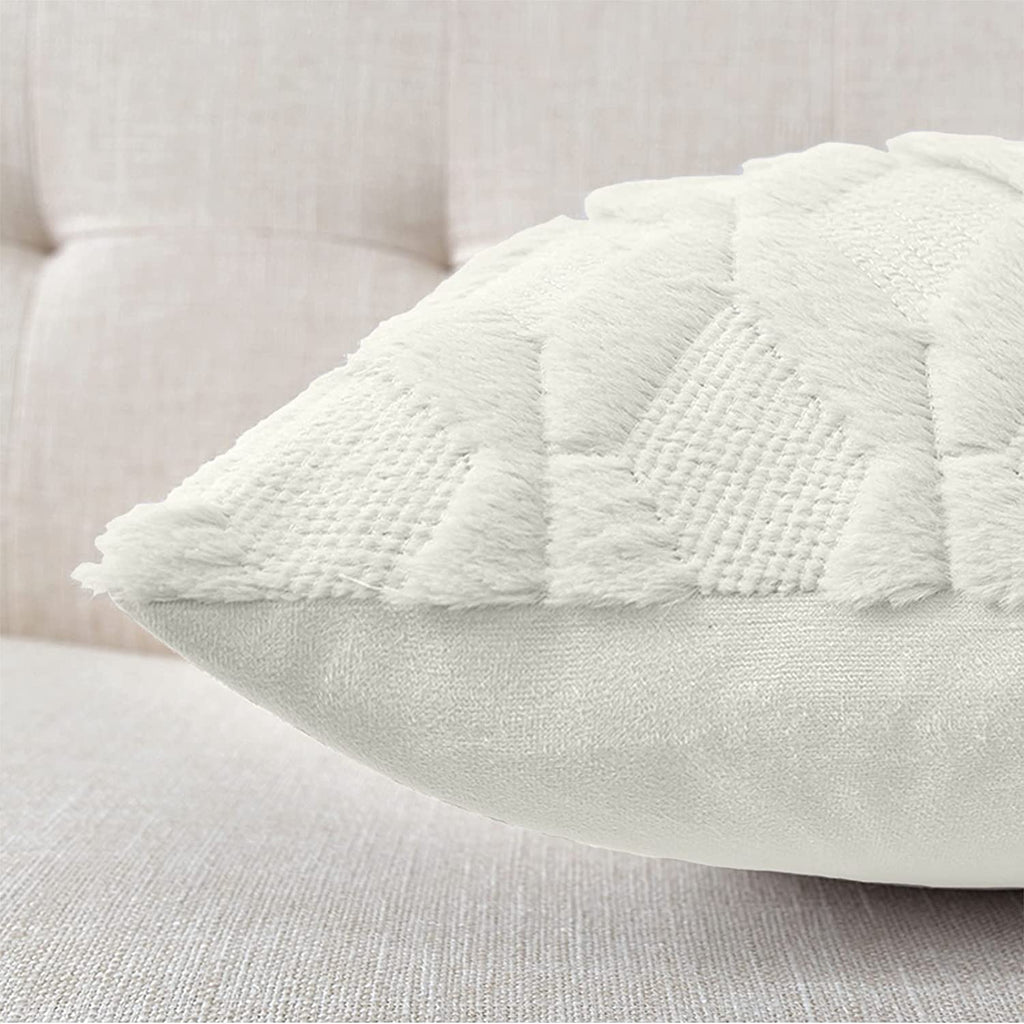 Decorative Boho Throw Pillow Covers 45 x 45 cm (White) 2 Pack - Royalratri