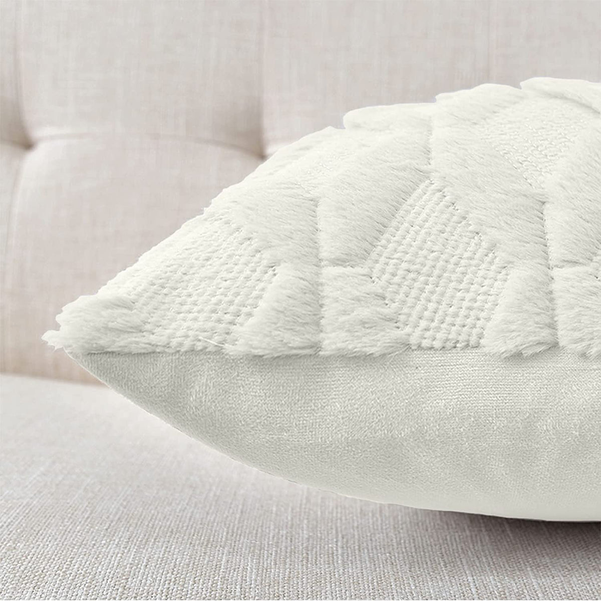 Decorative Boho Throw Pillow Covers 45 x 45 cm (White) 2 Pack - Royalratri
