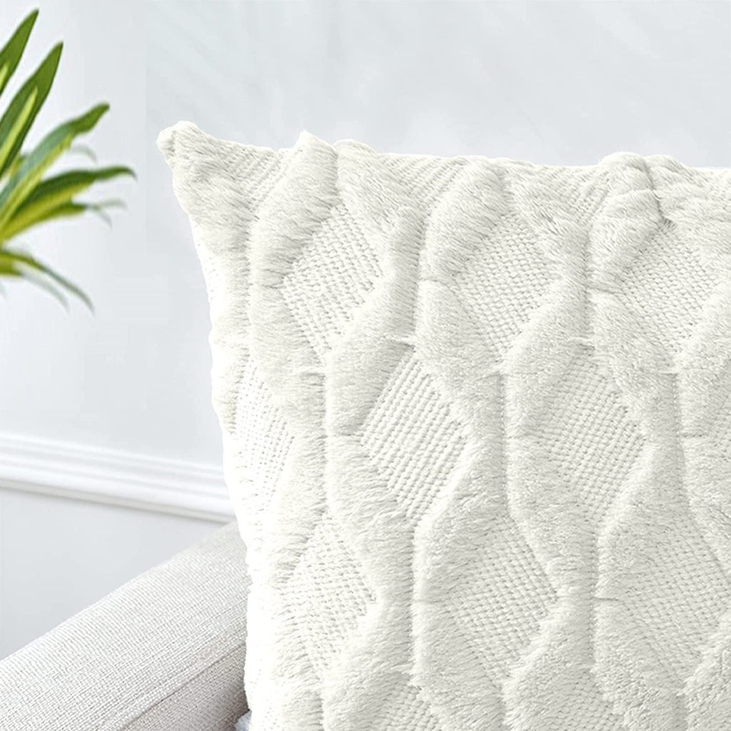 Decorative Boho Throw Pillow Covers 45 x 45 cm (White) 2 Pack - Royalratri