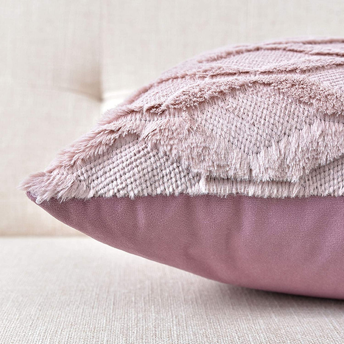 Decorative Boho Throw Pillow Covers 45 x 45 cm (Pink) 2 Pack - Royalratri