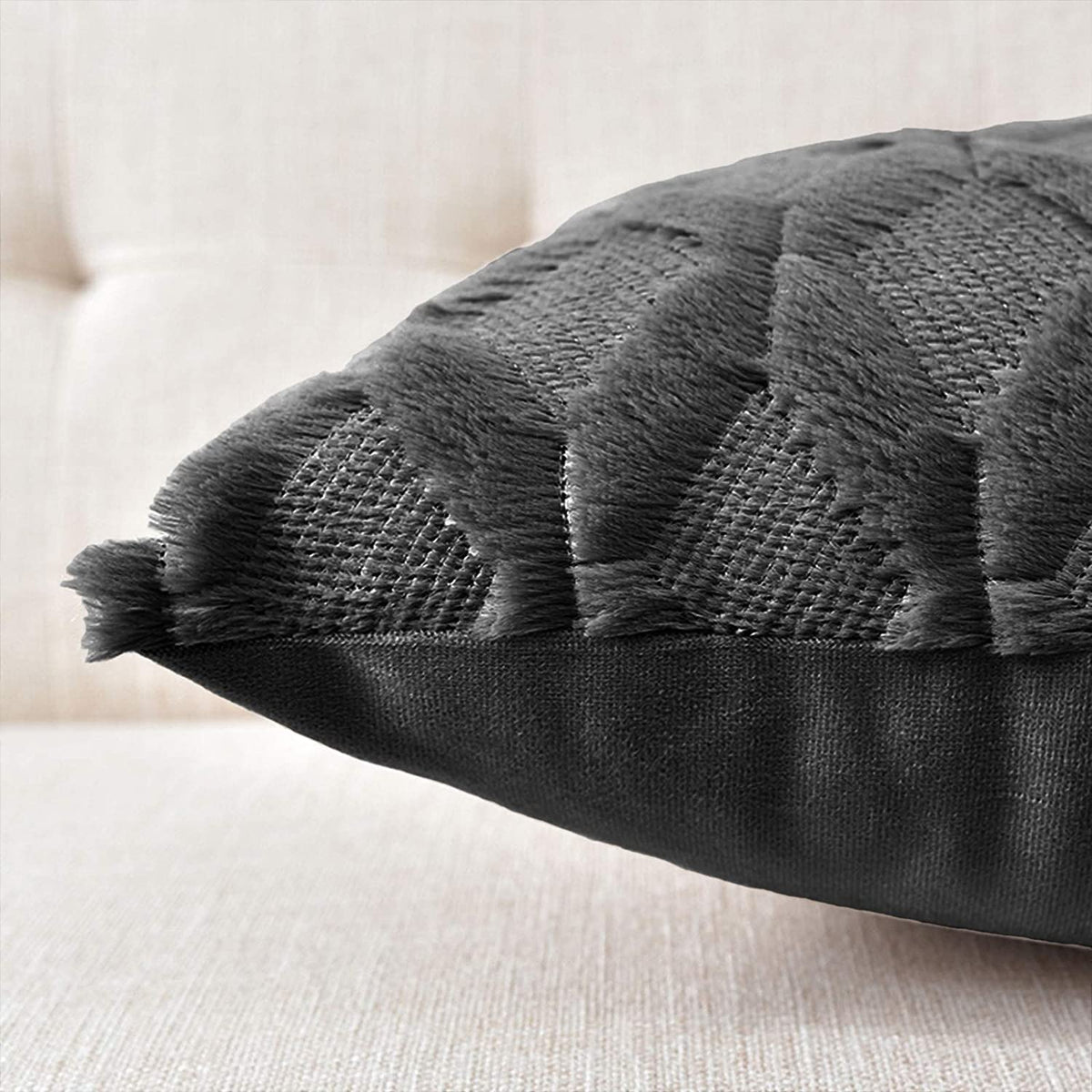 Decorative Boho Throw Pillow Covers 45 x 45 cm (Black) 2 Pack - Royalratri