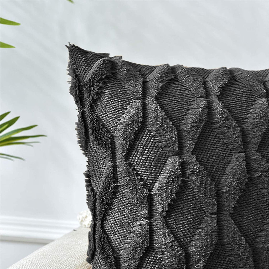 Decorative Boho Throw Pillow Covers 45 x 45 cm (Black) 2 Pack - Royalratri