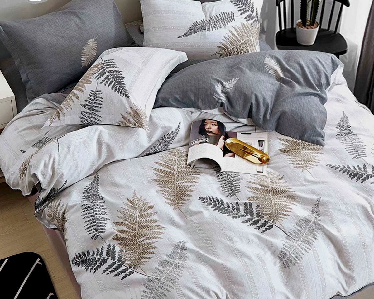 LEAVES REVERSIBLE QUILT COVER SET QUEEN