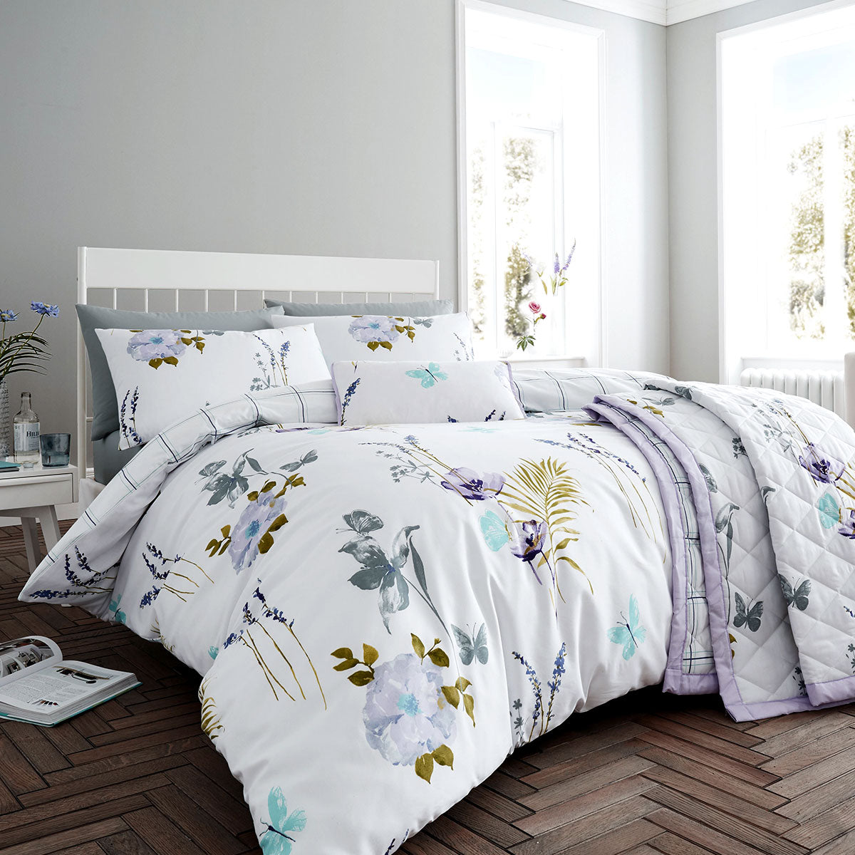 FLORA LILAC QUILT COVER SET KING
