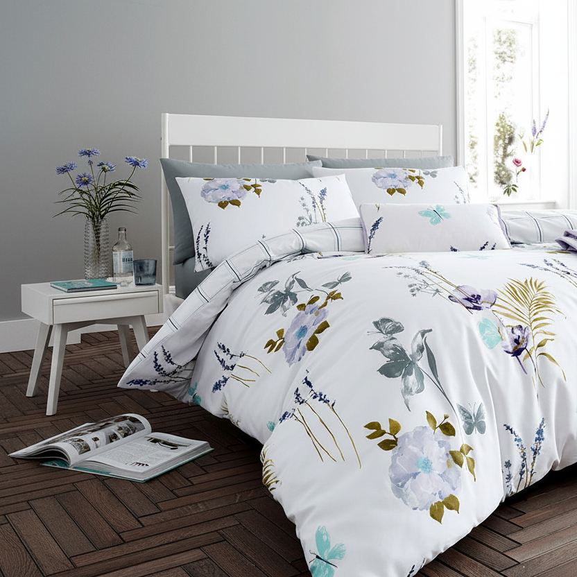 Floral Lilac Quilt Cover Set King