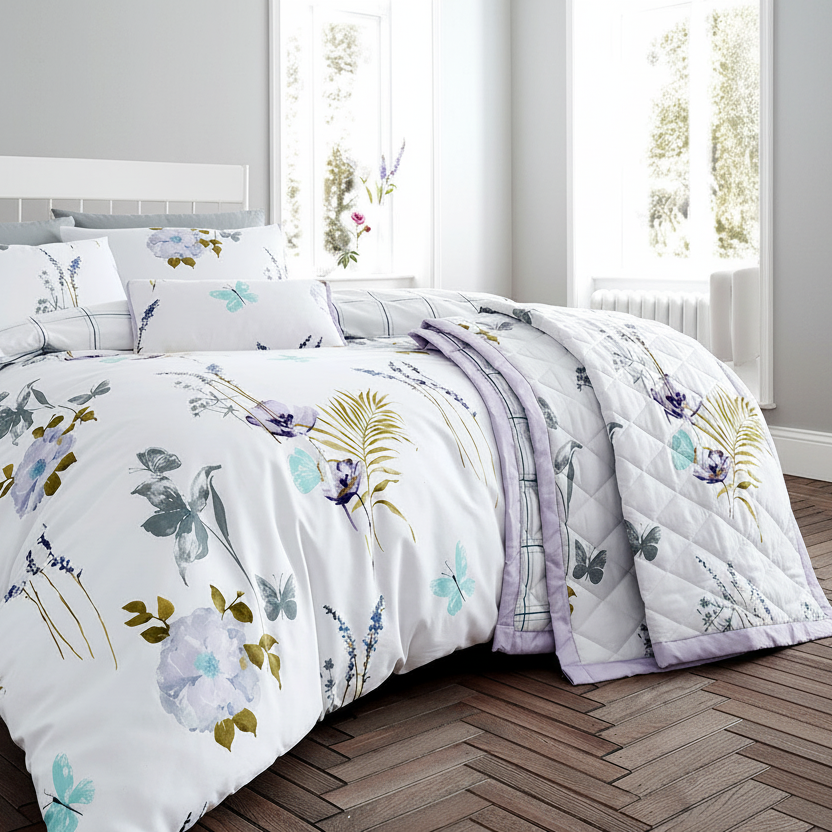 Floral Lilac Quilt Cover Set King