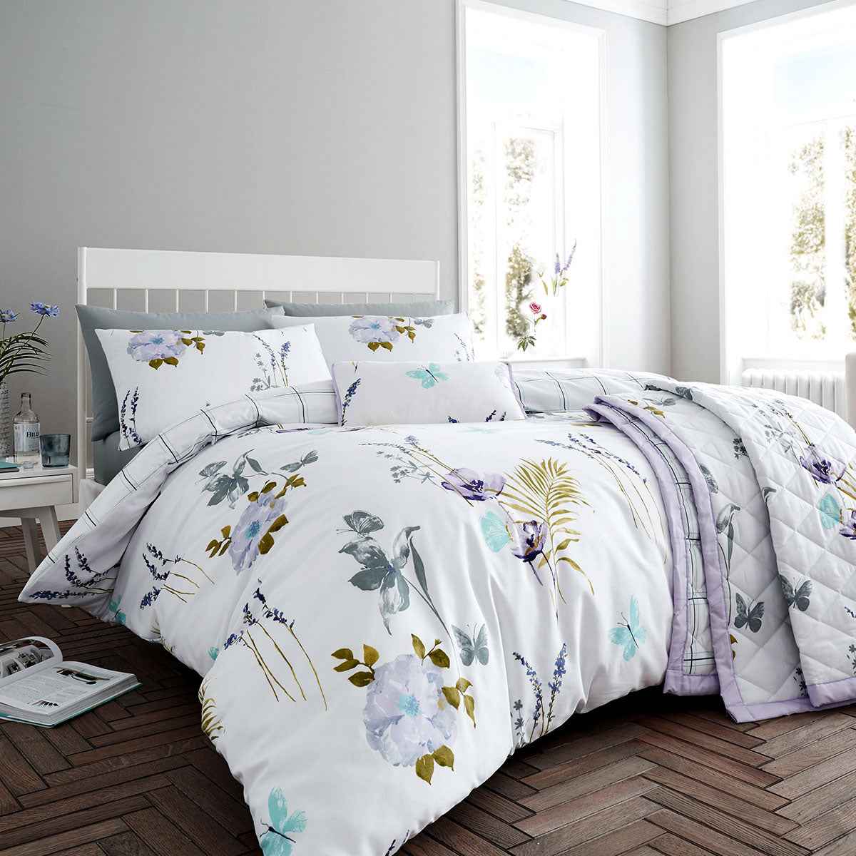 FLORA LILAC QUILT COVER SET QUEEN