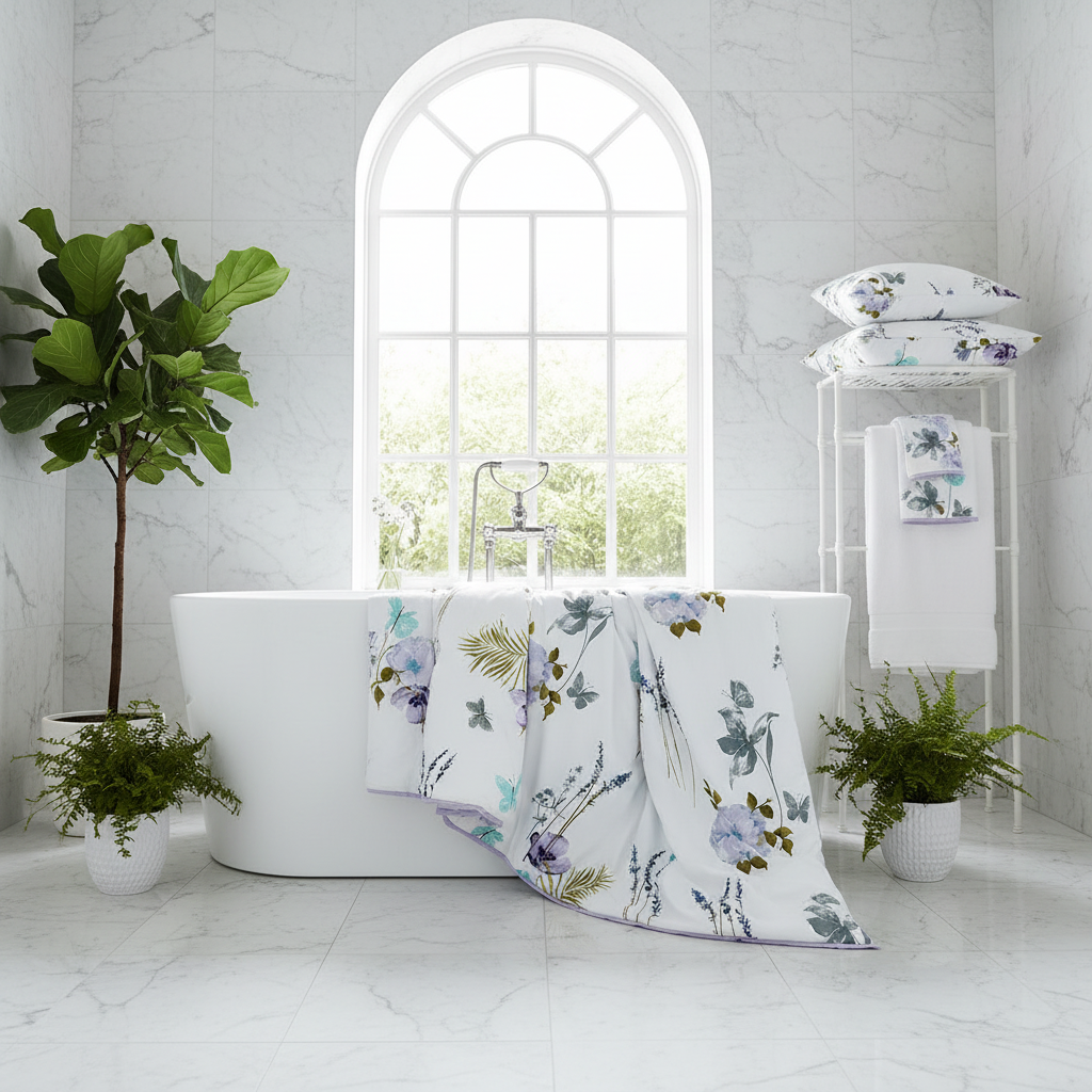 Floral Lilac Quilt Cover Set Queen
