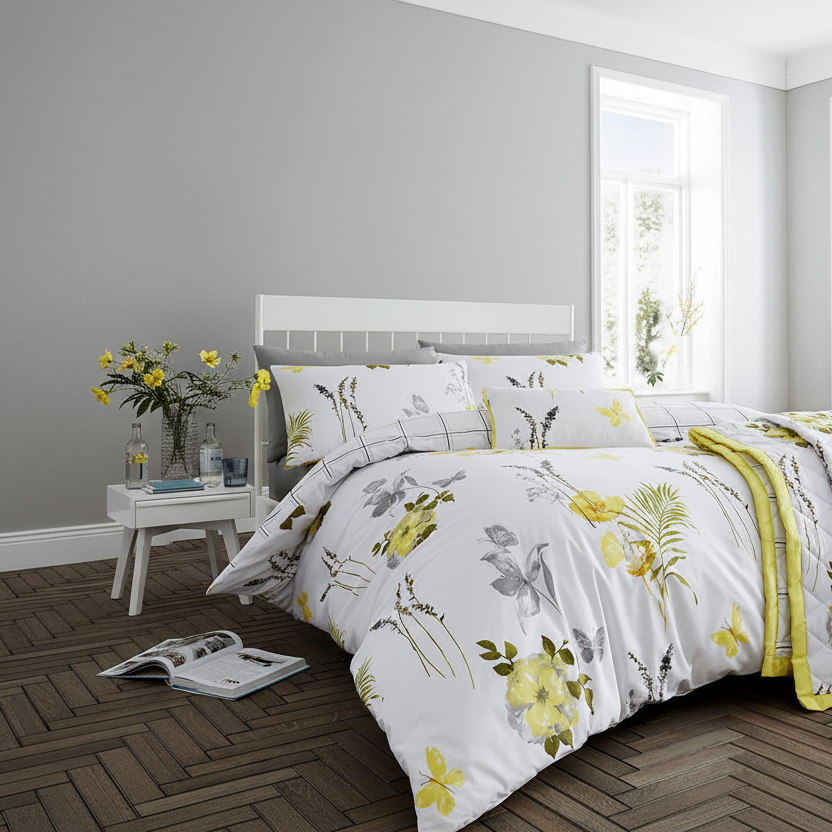 Floral Yellow Quilt Cover Set King